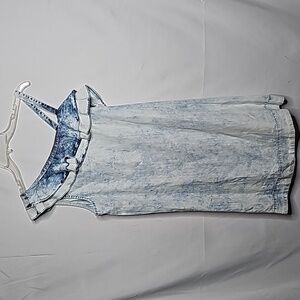 Anthropologie Holding Horses acid wash blue ruffle chambray one shoulder dress S